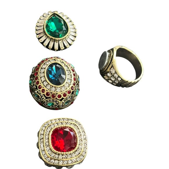 Heidi Daus ENCHANTE  Interchangeable 4-Pc RING Set Red/Blue/Green Colors 7